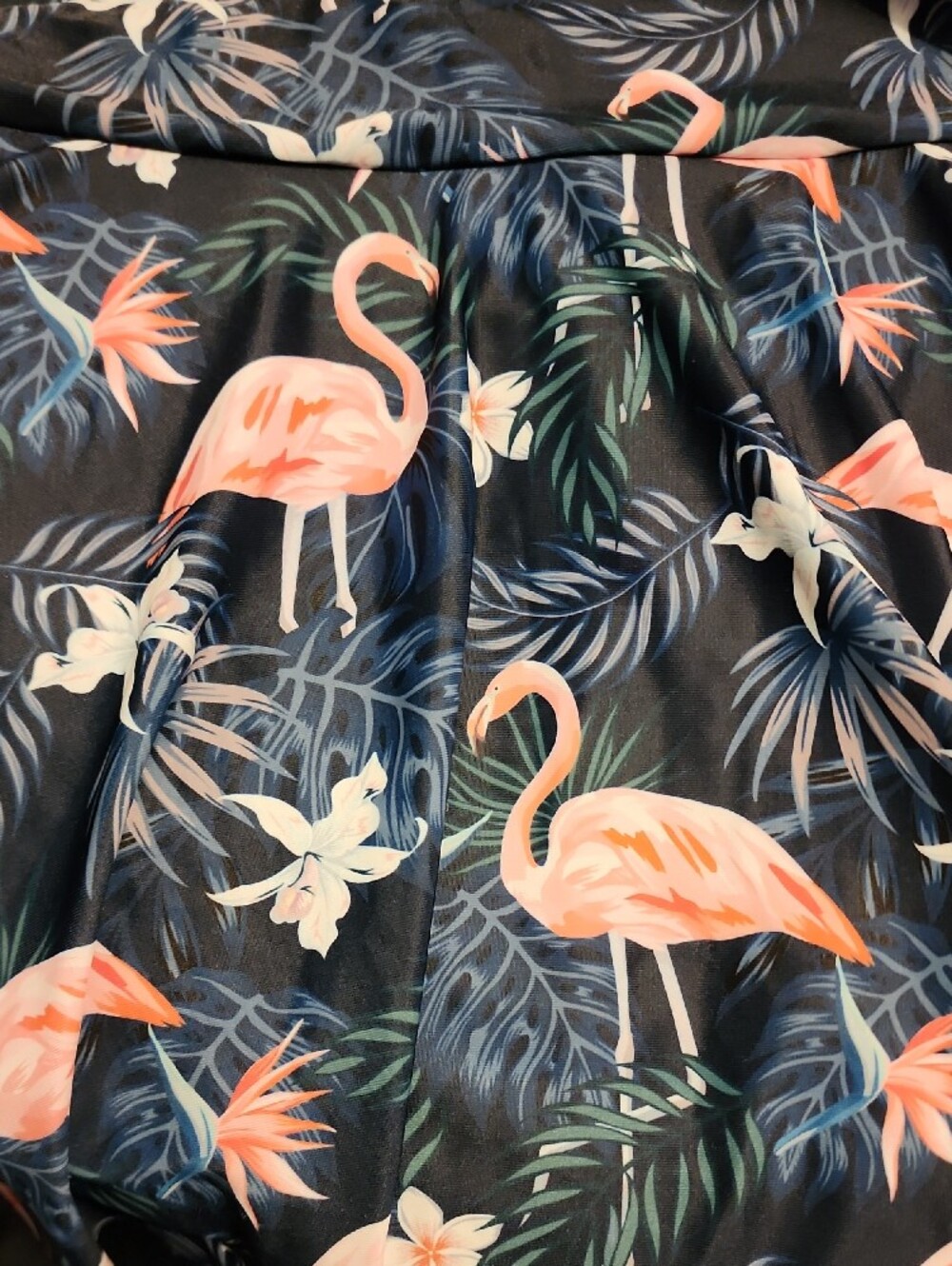 Younique Navy Floral Swim Dress with Pink Fkamingo Accents - Picture 5 of 5